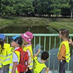 dzieci oglądają zwierzęta żyjące w fosie Ogrodu Branickich w Białymstoki.jpg